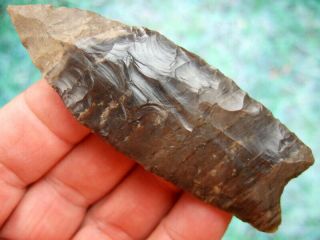 Fine 3 1/2 inch Mexico Banded Agate Plainview Point with Arrowheads 6