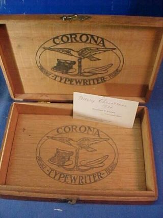 1920 CORONA TYPEWRITER Co Wood CIGAR BOX Christmas GIFT to CUSTOMERS Employees 2