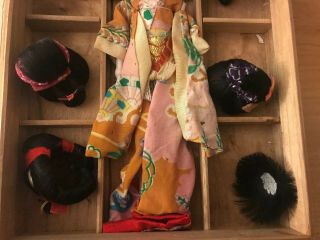 Vintage Katsuraningyo Japanese doll w/ 6 Wigs in wood box 1970s 3