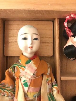 Vintage Katsuraningyo Japanese doll w/ 6 Wigs in wood box 1970s 5