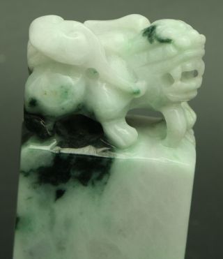 Cert ' d Untreated Green Nature A jadeite Jade Statue Sculpture Pixiu seal q71204H 3