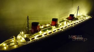 Ss Normandie With Lights French Ocean Liner Ship Model 40 " Museum Quality