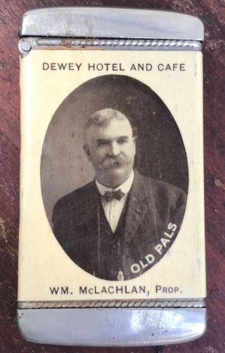 Circa 1905 Dewey Hotel & Cafe Stamford Ct Celluloid “old Pals” Match Safe Vesta