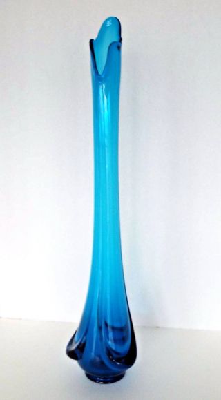 Bluenique Glass Swung Vase 26 Inch Epic Mid Century Modern Art Glass Retro