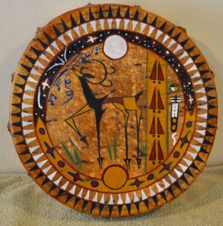 Elk Song / Native American Drum Painted By Lakota Artist Sonja Holy Eagle