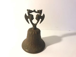 Vintage Antique Brass Or Bronze Dinner Bell Dragons Decor Asian Or Medievel
