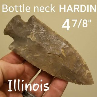 Authentic Huge Hardin Arrowhead Spear Point Native Indian Artifact Illinois 4.  8