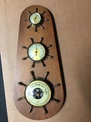 Vintage Weather Station Barometer Thermometer Hygrometer Made In Germany Stellar