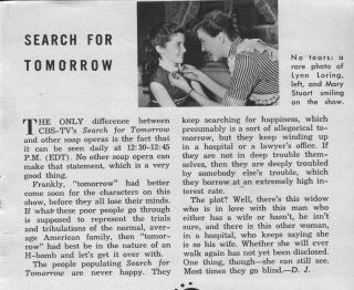 1954 Tv Article Soap Opera Search For Tomorrow Mary Stuart Lynn Loring