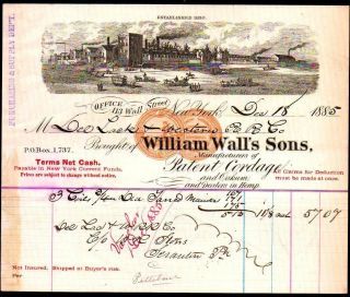 1885 William Walls Sons - Patent Cordage - York - Letter Head History Rare