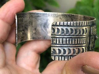 A,  OLD PAWN WHIRLING LOGS NAVAJO MOSSY TURQUOISE & STERLING SILVER CUFF BRACELET 5