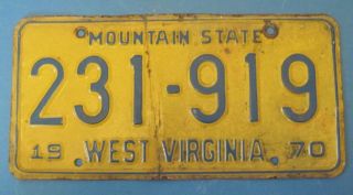 1970 West Virginia License Plate