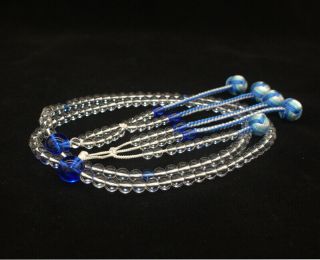 Soka Gakkai Sgi Juzu Japan Nichiren Rosary 7mm Clear Blue Quartz 108 Prayer Bead