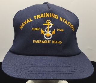 Vintage Navy Farragut Naval Training Station Idaho Embroidered Baseball Cap