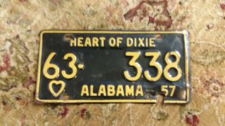1957 57 Heart Of Dixie Alabama Car Tag License Plate L@@k