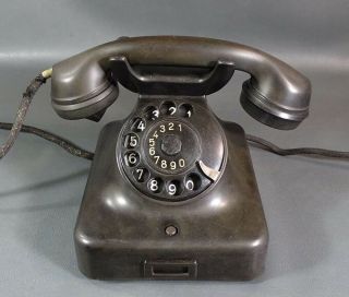 Art Deco German Siemens & Halske Bakelite Rotary Dial Telephone Desk Table Phone