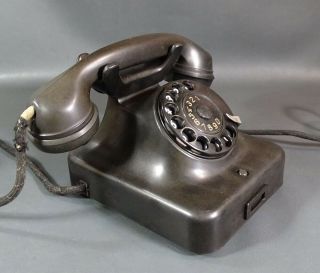 ART DECO GERMAN SIEMENS & HALSKE BAKELITE ROTARY DIAL TELEPHONE DESK TABLE PHONE 3
