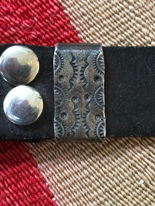 Old Hefty Native American Stamped Sterling Silver W/ Half Dollars Concho Belt 9