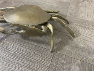 VINTAGE SOLID BRASS CRAB ASHTRAY 7 1/2 