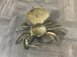 VINTAGE SOLID BRASS CRAB ASHTRAY 7 1/2 