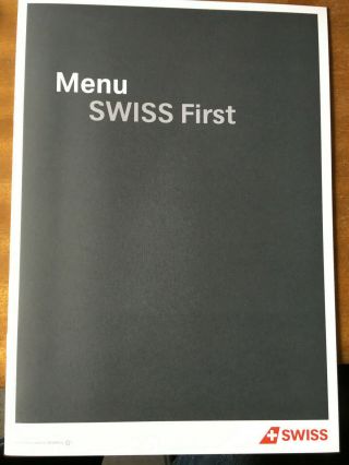 Swiss International Airlines First Class Menu