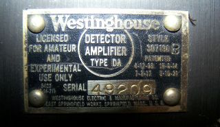 1921 RCA Westinghouse Type DA Detector/Amplifier Unit / Early RCA Radio VG Cond 2