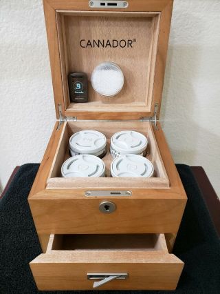 Cannador 4 Strain Humidor With Bluetooth Hydrometer 3 Extra Jars Weed Storage