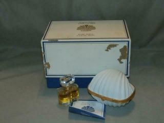 Estee Lauder White Linen 2.  5 Oz.  Perfume W/ Bisque Porcelain Shell Trinket Box