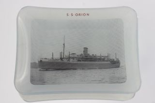 P&o Orient Line Ss Rms Orion Glass Ashtray Pin Dish As Purchased Onboard
