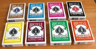 Bicycle Playing Card Decks: 8 Colors - Rider Backs (some Scarce & Rare) - Open