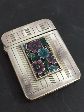 1910 - 20 Silver Plated French Pocket Lighter With Arts & Crafts Floral Design