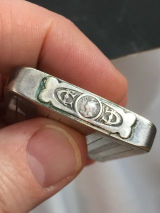 1910 - 20 Silver Plated French Pocket Lighter With Arts & Crafts Floral Design 3