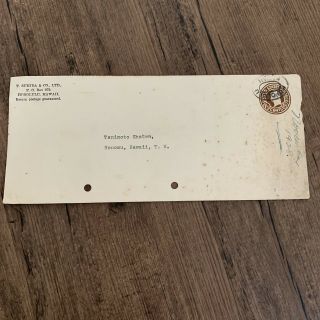 Hawaii Paper Receipt - 1928 T.  Sumida Honolulu,  T.  H.  Postal Envelope