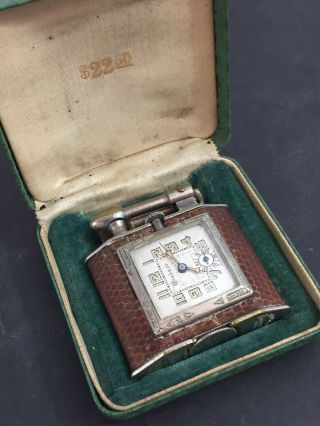 Vintage Triangle Lift Arm Pocket Lighter With Watch - 1928 Crosley Radio Contest