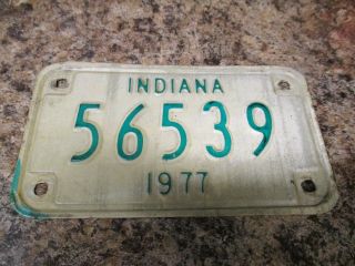 1977 Indiana Motorcycle License Plate 56539 Fast /
