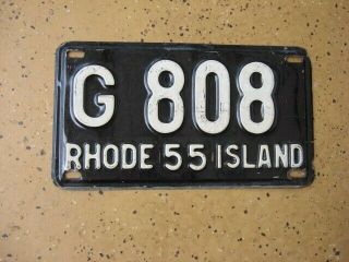1955 Vintage Rhode Island License Plate Auto Car Vehicle Tag G 808
