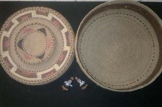 Northwest Coast Native American Tlingit rattle - top covered basket ex.  Skinner 3