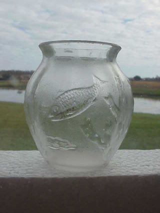 Fish In Pond Pattern Glass Toothpick Holder