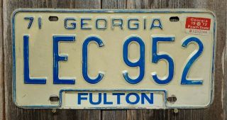 1971 Georgia " Passenger " License Plate (fulton County) W/72 Renew.  Stkr.