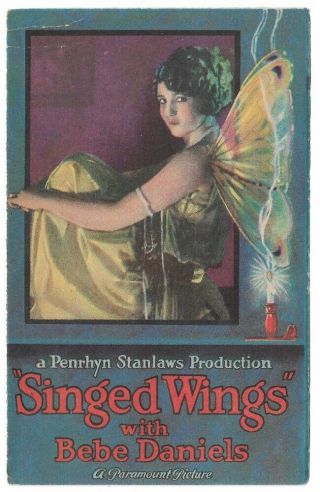 Scarce 1922 Lost Silent Film Star Bebe Daniels Singed Wings Advertising Brochure