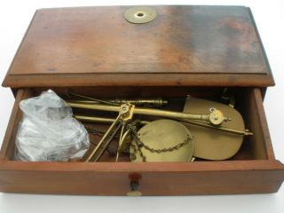 Antique Travelling Apothecary / Chemist Scales With Weights.