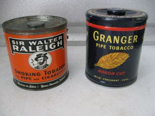 Large Vintage Tobacco Tins Sir Walter Raleigh,  Granger Pipe Tobacco