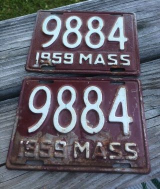 1959 Massachusetts Motorcycle License Plates 9884
