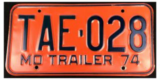 Missouri 1974 Trailer License Plate Taf - 028