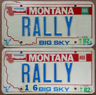 Rally The Troops With 1982 Montana License Plate Pair Rally