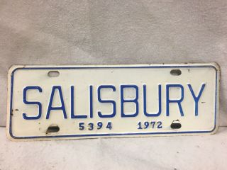 Vintage 1972 Salisbury,  North Carolina City License Plate