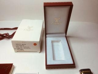 20th Annv.  Must de Cartier Silver & Gold Godron Faceted Sapphire Briquet Lighter 10