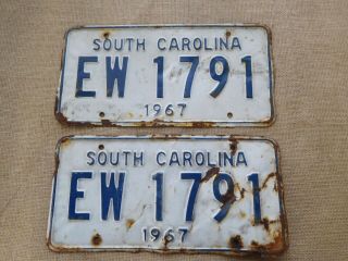 American Number Licence License Plate South Carolina Vintage Pair Embossed Usa