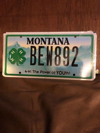 Montana License Plate " 4 - H: The Power Of Youth " Bew892