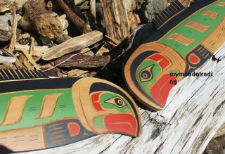 Northwest Coast First Nations Native Wood Art Carved Salmon Cedar Signed